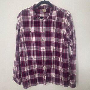 Duluth Trading Womens Plaid Flannel Shirt XL Button-Up Casual Comfy Soft